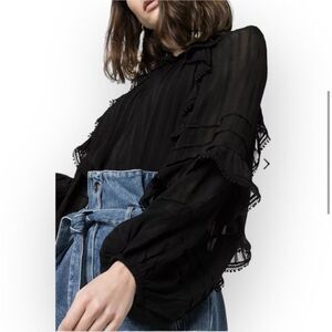 Isabel Marant Black Ruffled Blouse